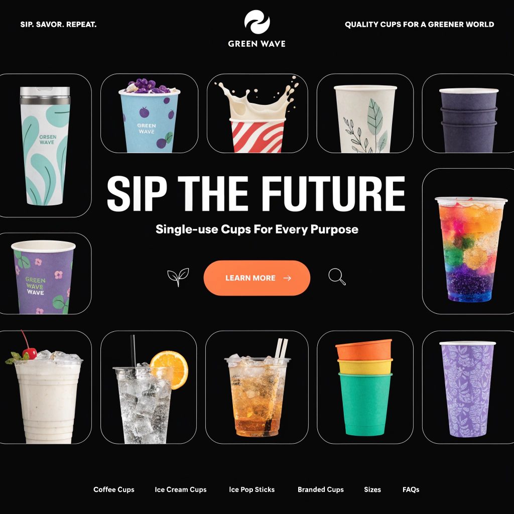 Vaso de café con etiqueta tipográfica